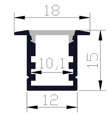 Профиль 18 x 15mm 6063 СИД светлый алюминиевый утопленный профиль приведенный