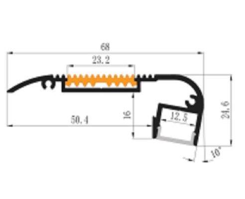 Анодированный канал 6063 68x24.6mm профиля света СИД алюминиевый для края шага
